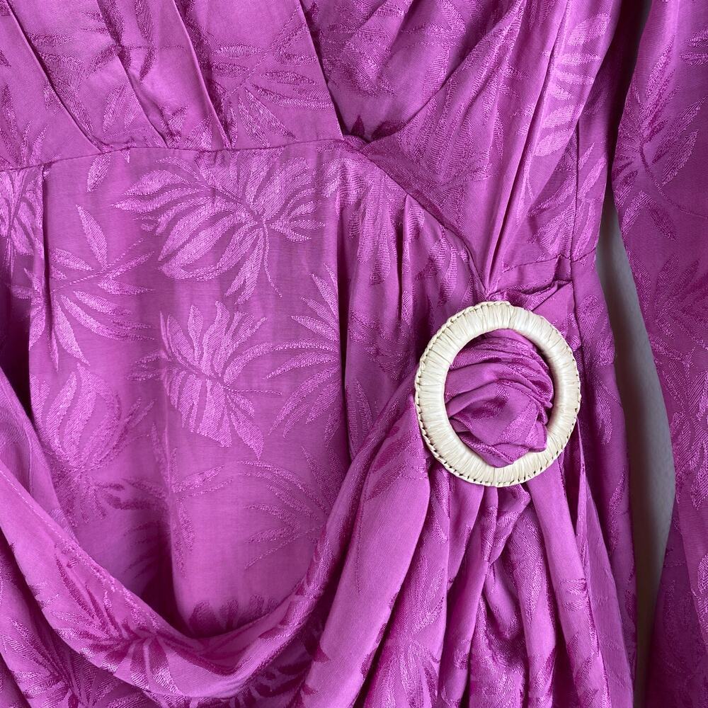 NWT WAYF Attina Faux Wrap Mini Dress Magenta Pink Long Sleeve Medium - Picture 11 of 16